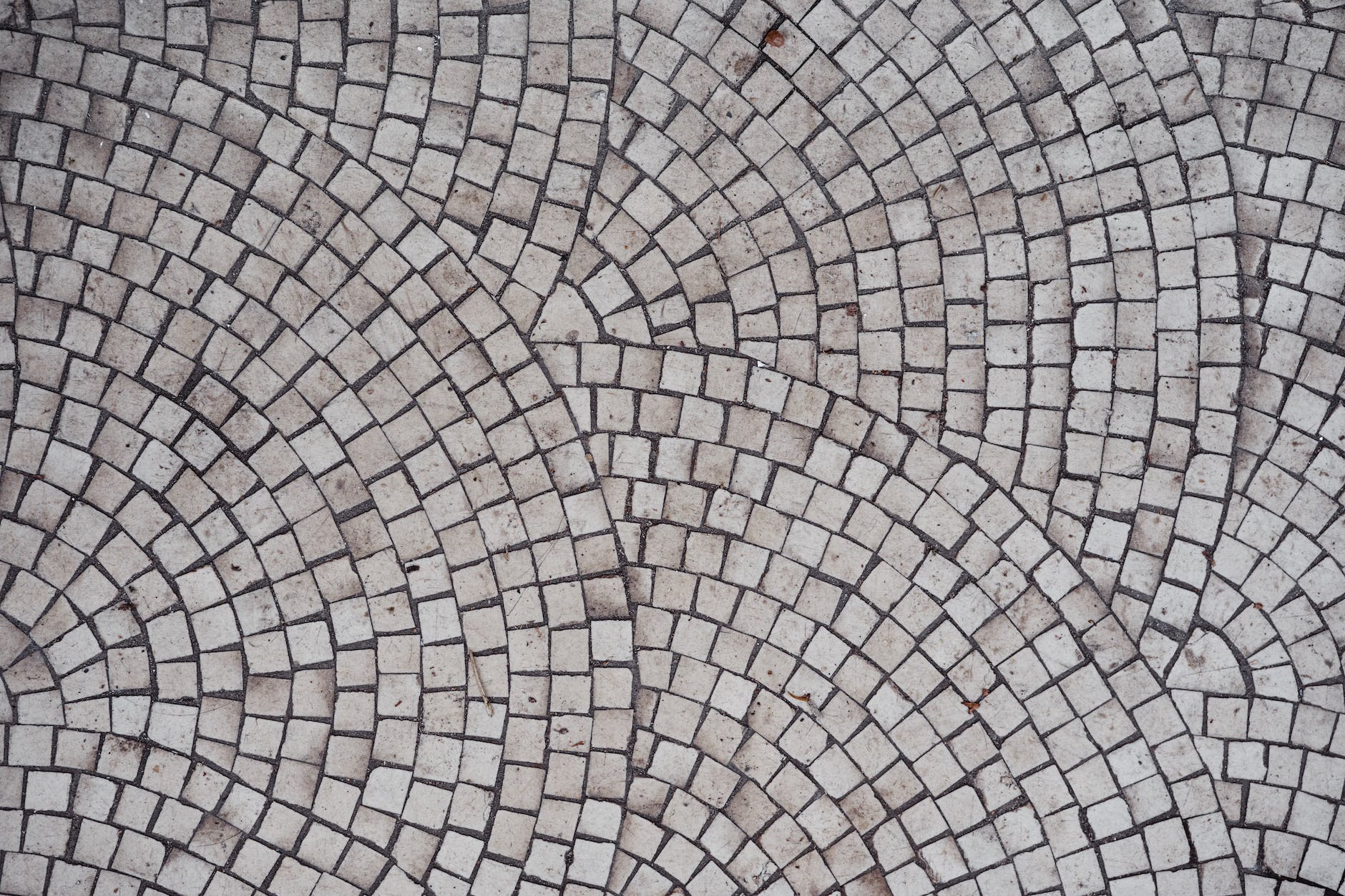 mosaic old gray ceramic tile with round pattern