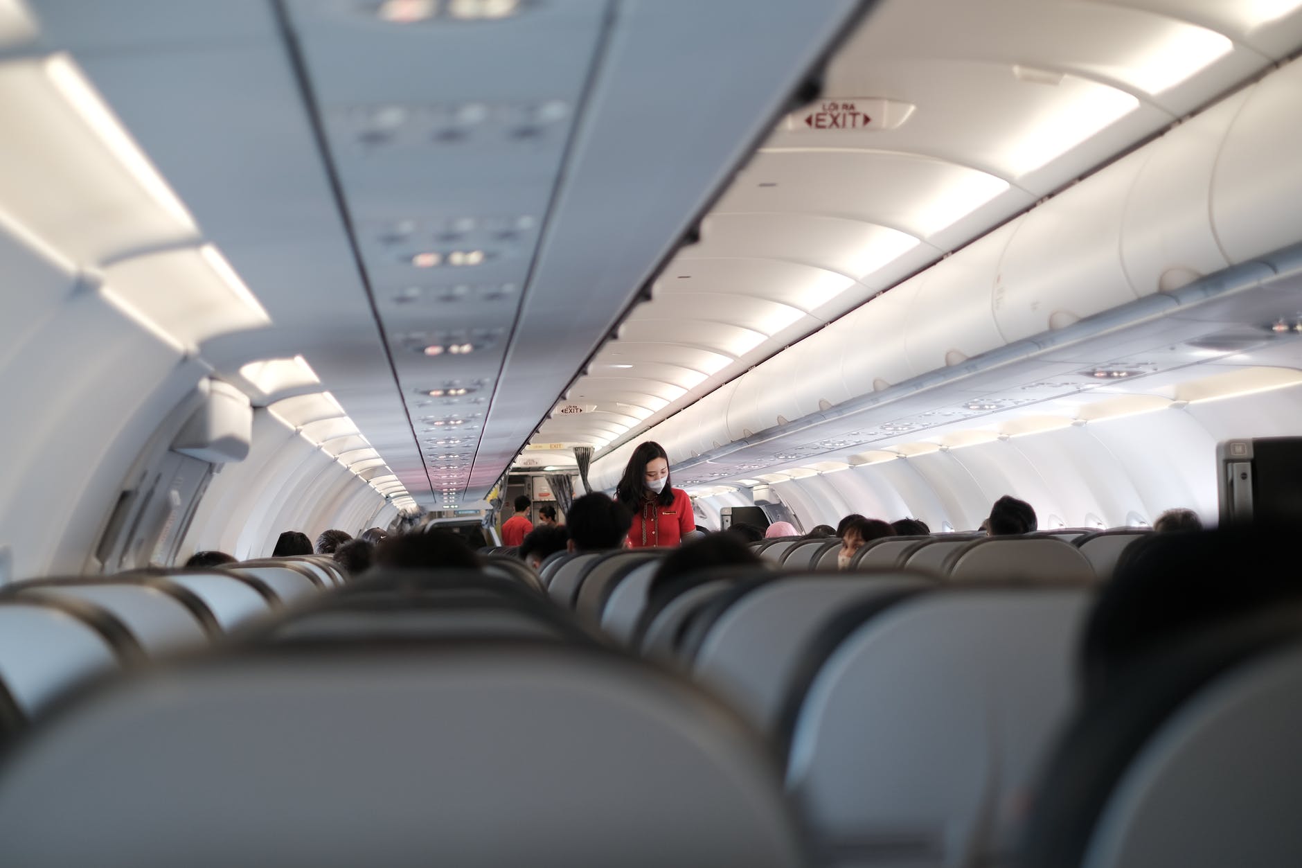 people sitting on an airplane seats